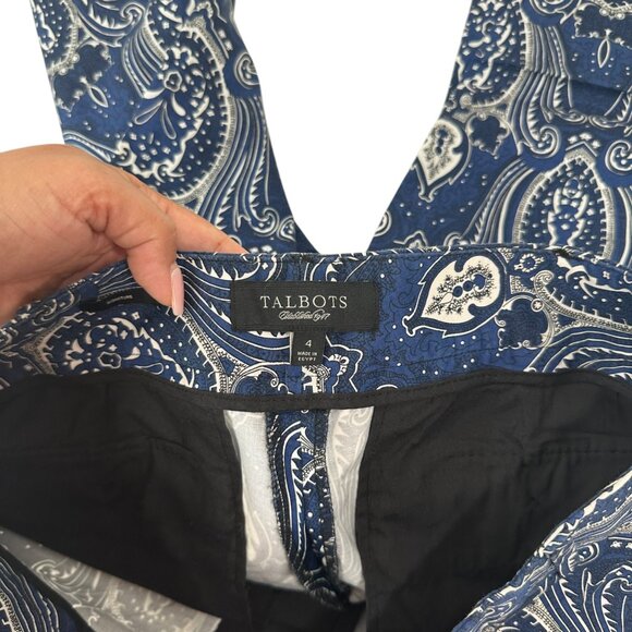 Talbots Womens Blue Paisley Print Capri Pants Size 4 Cotton/Spandex Blend - Picture 2 of 13
